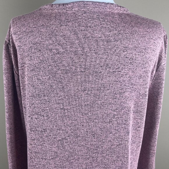 Maurices Long Sleeve Fine Knit Top Size L Pink Black Heathered Print Floral Lace - Picture 6 of 9